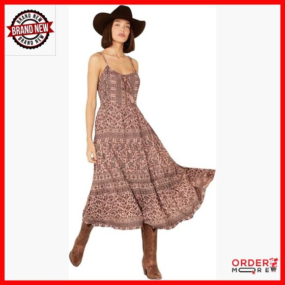 Floral Maxi Dress with Tie Neck Strappy Back Tiered Skirt